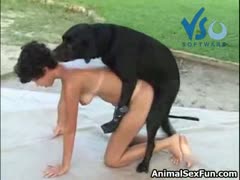 Sexy bitch lets her dog fuck her outdoors beastiality xxx